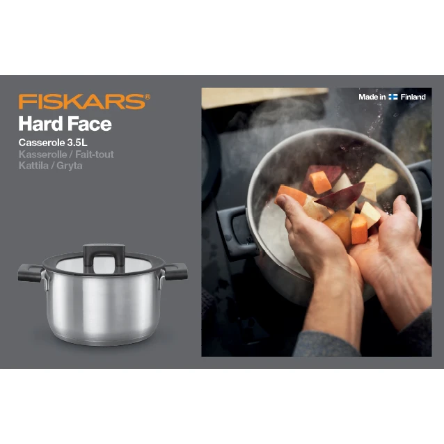 Fiskars Hard Face Steel Braadpan Met Deksel 4 Fiskars Hard Face Steel Braadpan Met Deksel - Afbeelding 2