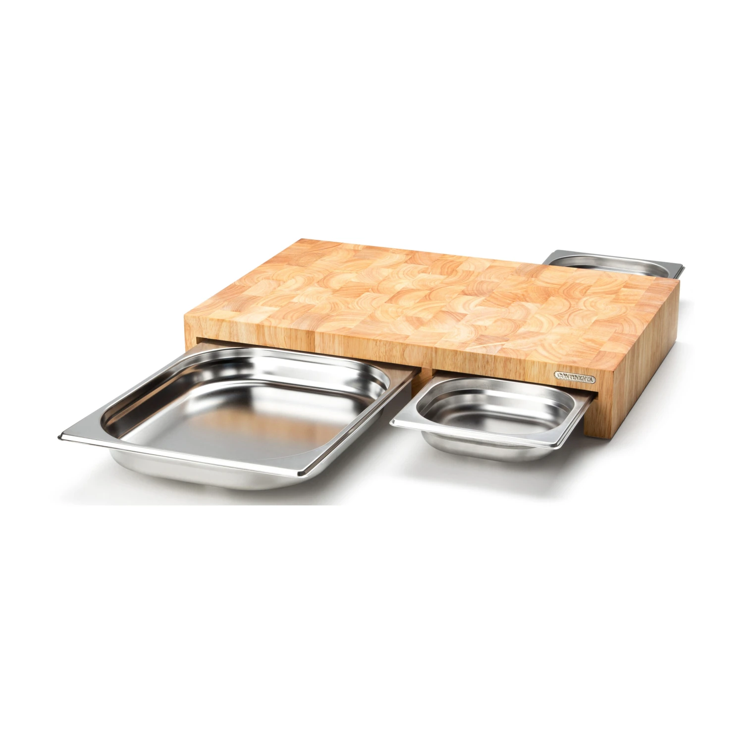 Continenta Snijplank Rubberhout Met 3 Bakken 3 Continenta Snijplank Rubberhout Met 3 Bakken