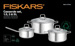 Fiskars Braad- & Steelpannenset Met Glazen Deksels 3-delig -Keukenbenodigdheden Winkel 509785 01 90 ProductImageCollection 9983fb2a93